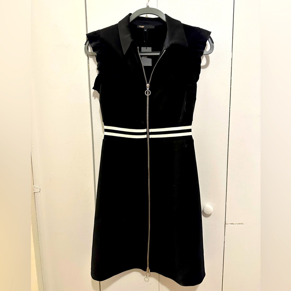 Maje Black Zipper Dress